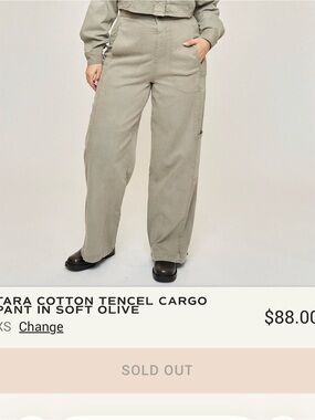 What Lo Wants boutique brand sage green elastic cargo waist pants